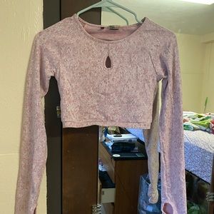SOLD Gymshark Pink Jacquard Crop Workout Top Long Sleeve XS